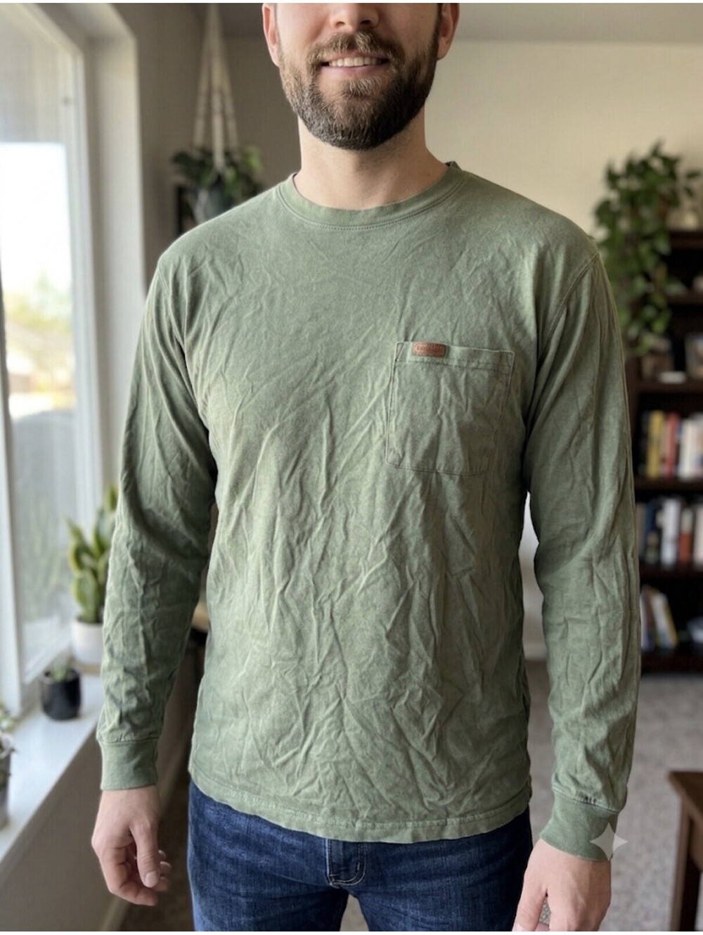 Pendleton Deschutes Men's Long Sleeve Pocket T-Shirt Cotton Olive Green Size L